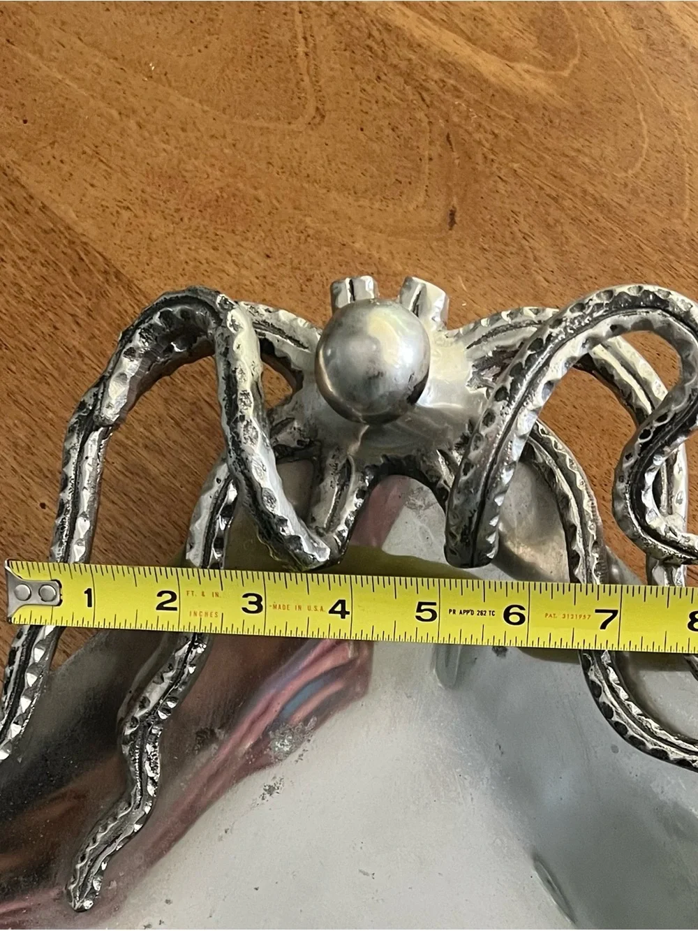 Vintage octopus silver metal rectangular tray serving bar platter made in India